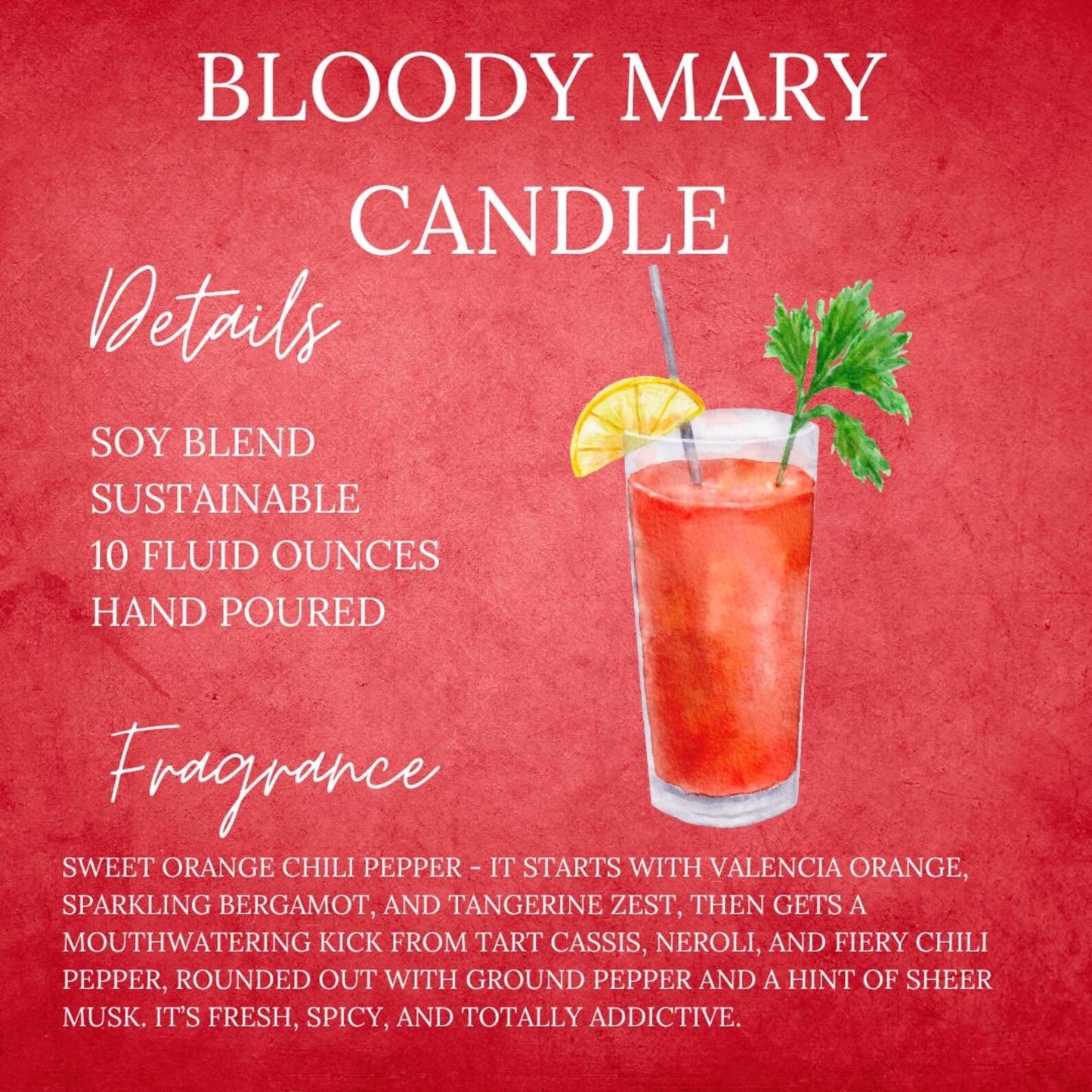 Bloody Mary - Soy Wax Cocktail Novelty Candle